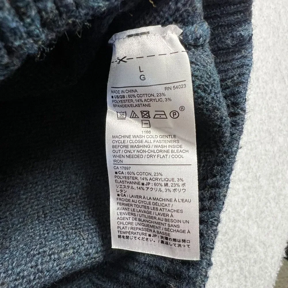 Banana Republic Sweater Mens Size Large Navy‎ Blue Shawl Collar Pullover Office - Picture 5 of 8